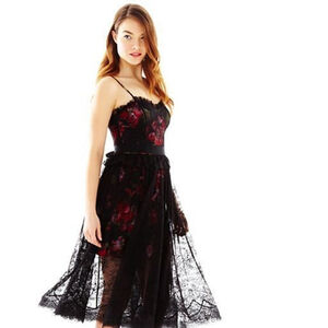 Pearl Georgina Chapman of Marchesa Floral Peplum Lace Midi Dress Sz 2 Goth Y2K